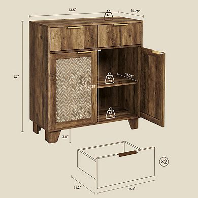 Boho Farmhouse Sideboard with 2 Doors 2 Drawers for Living Room