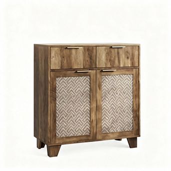 Boho Farmhouse Sideboard with 2 Doors 2 Drawers for Living Room