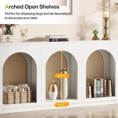 Console Table with 3 Arched Shelves for Entryway, Hallway, or Living Room