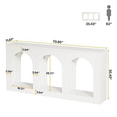 Console Table with 3 Arched Shelves for Entryway, Hallway, or Living Room