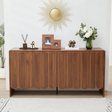 Corrugated four-door adjustable shelf living room sideboard, storage cabinet