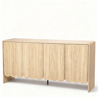 Corrugated four-door adjustable shelf living room sideboard, storage cabinet