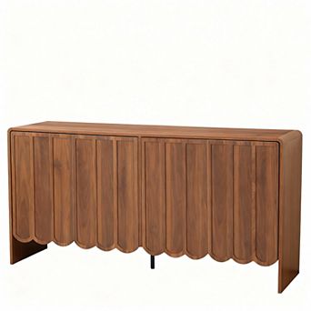 Corrugated four-door adjustable shelf living room sideboard, storage cabinet