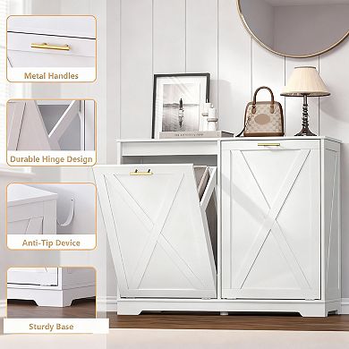 Dual Tilt-Out Trash Cabinet with Odor Control for Kitchen, Bathroom, Laundry