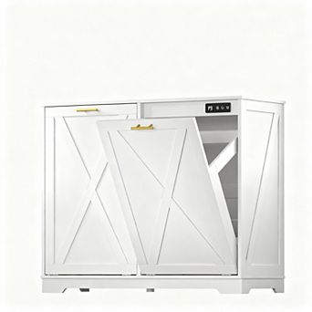 Dual Tilt-Out Trash Cabinet with Odor Control for Kitchen, Bathroom, Laundry