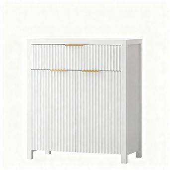 Eco-Friendly Fluted Buffet Cabinet with Adjustable Shelves