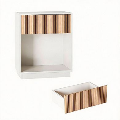 White+Oak Modern Nightstand Set of 2: Multi-Use, Storage, Durable