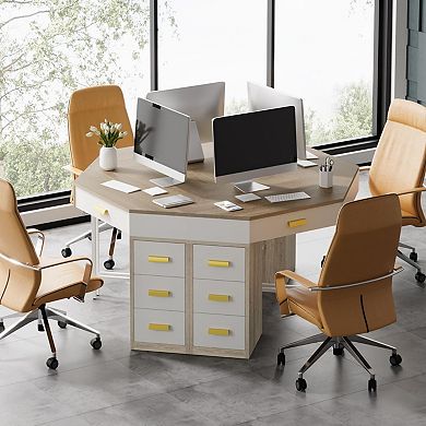 Corner Desk with 4 Drawers for Home Office, Living Room, Bedroom