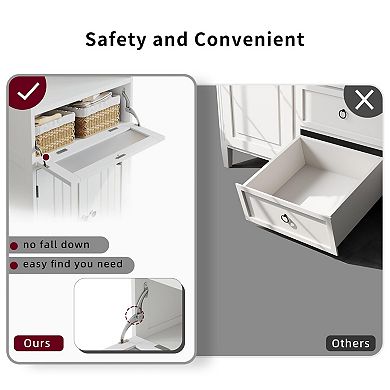 Adjustable Bathroom Cabinet with Flip Glass Doors