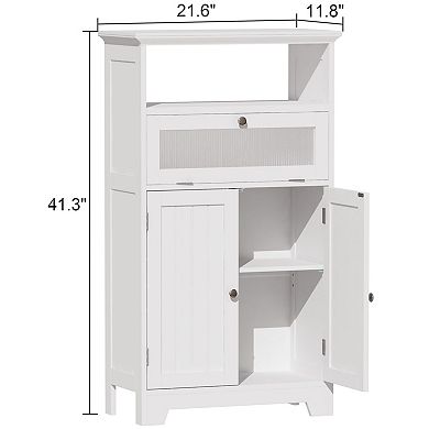 Adjustable Bathroom Cabinet with Flip Glass Doors