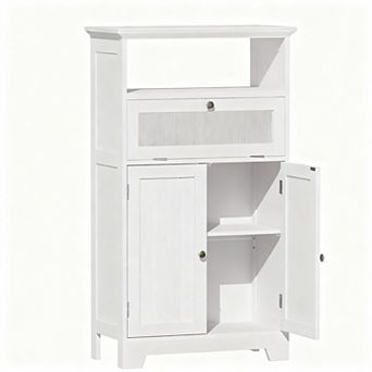 Adjustable Bathroom Cabinet with Flip Glass Doors