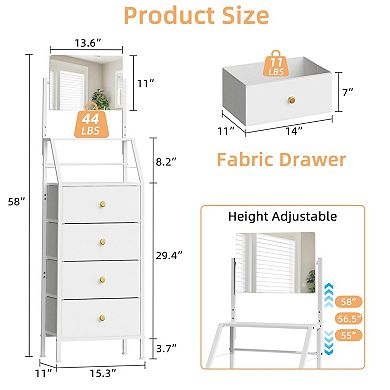 Adjustable Mirror 4-Drawer Vanity for Small Spaces