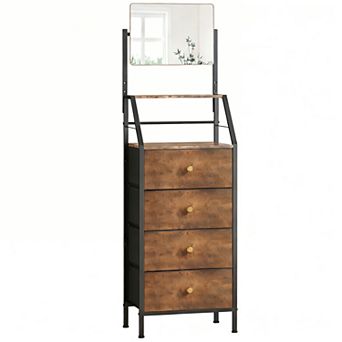 Adjustable Mirror 4-Drawer Vanity for Small Spaces