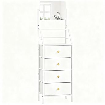 Adjustable Mirror 4-Drawer Vanity for Small Spaces