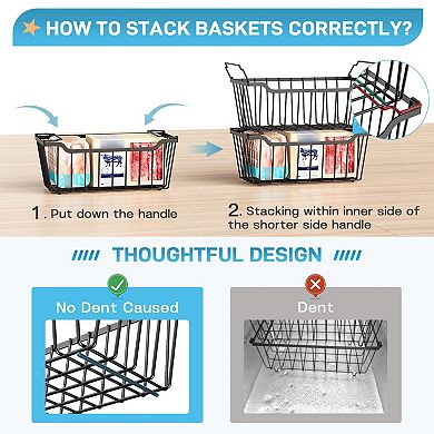 8-Pack Stackable Freezer Bins with Handles for 5-7 Cu.ft Chest, Metal Construction