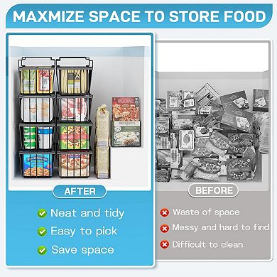 8-Pack Stackable Freezer Bins with Handles for 5-7 Cu.ft Chest, Metal Construction