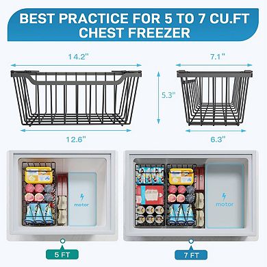 8-Pack Stackable Freezer Bins with Handles for 5-7 Cu.ft Chest, Metal Construction