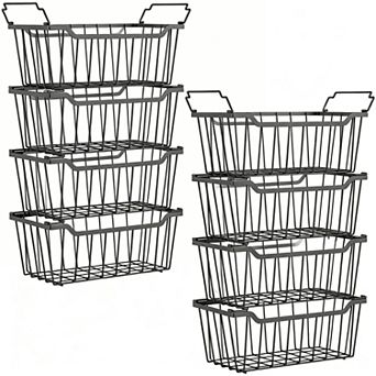 8-Pack Stackable Freezer Bins with Handles for 5-7 Cu.ft Chest, Metal Construction