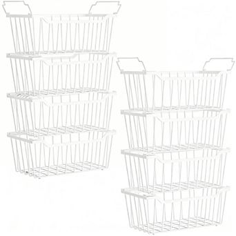 8-Pack Stackable Freezer Bins with Handles for 5-7 Cu.ft Chest, Metal Construction