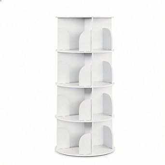 Rotating 4 tier Bookshelf Tower - Space-Saving, Sturdy, Easy Assembly
