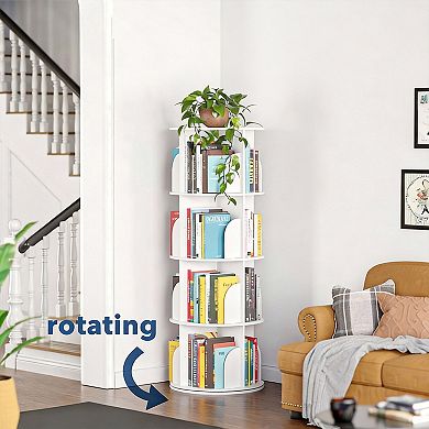 Rotating 4-Tier Bookshelf Tower - Space-Saving, Sturdy, Easy Assembly