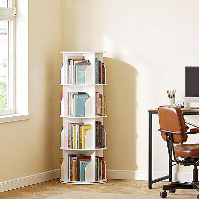 Rotating 4-Tier Bookshelf Tower - Space-Saving, Sturdy, Easy Assembly