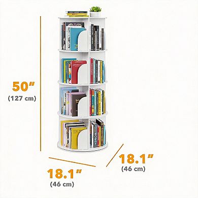 Rotating 4-Tier Bookshelf Tower - Space-Saving, Sturdy, Easy Assembly