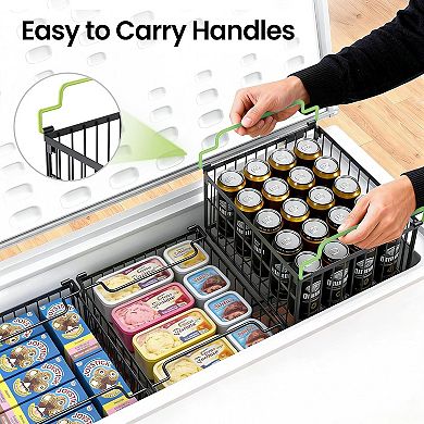 Freezer Organizer Bins: Stackable, Foldable, Rust-Resistant Metal for 5-9 Cu.Ft.