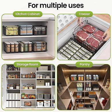 Freezer Organizer Bins: Stackable, Foldable, Rust-Resistant Metal for 5-9 Cu.Ft.