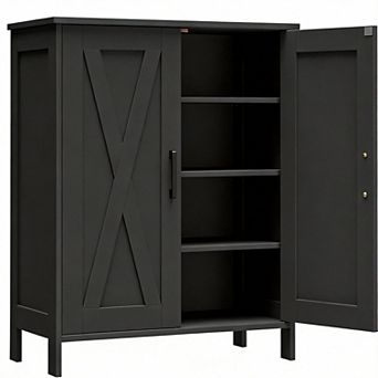 5 tier Adjustable Shoe Rack with Barn Doors and Wood Legs for Entryway