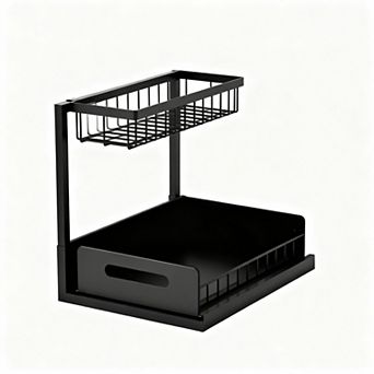 Double-layer pull-out drawer storage rack for kitchen and bathroom sinks, kitchen accessories