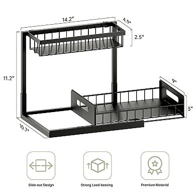 Double-layer pull-out drawer storage rack for kitchen and bathroom sinks, kitchen accessories