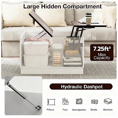 Adjustable Lift-Top Coffee Table with Storage - Mid-Century Design