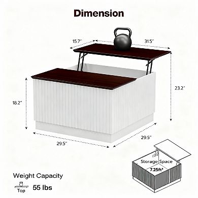 Adjustable Lift-Top Coffee Table with Storage - Mid-Century Design