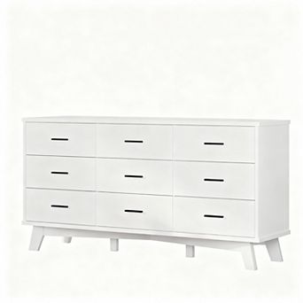 9-Drawer Modern Dresser with X-Shaped Base for Bedroom or Living Room