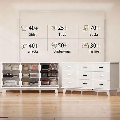 9-Drawer Modern Dresser with X-Shaped Base for Bedroom or Living Room