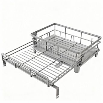 Adjustable sink dish rack, 2-in-1 design, large capacity, kitchen accessory