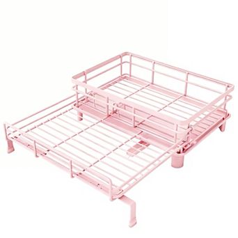 Adjustable sink dish rack, 2-in-1 design, large capacity, kitchen accessory