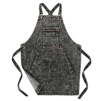 Denim Apron with Pockets for Stylists & Baristas - Cross Straps & Adjustable