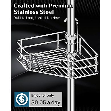 Adjustable Stainless Steel Shower Corner Organizer for 34-116" Heights