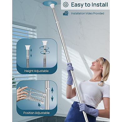 Adjustable Stainless Steel Shower Corner Organizer for 34-116" Heights