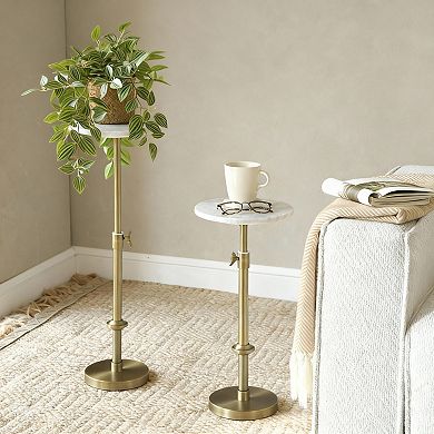 Adjustable Height Marble Side Table - Space-Saving and Multifunctional