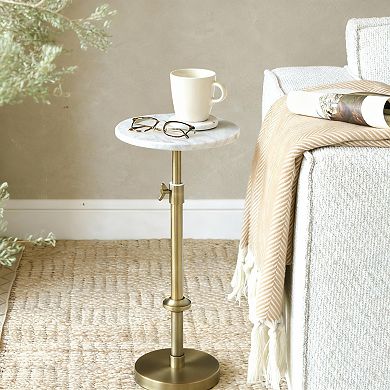 Adjustable Height Marble Side Table - Space-Saving and Multifunctional
