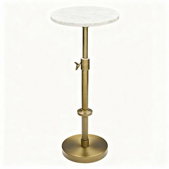 Adjustable Height Marble Side Table - Space-Saving and Multifunctional