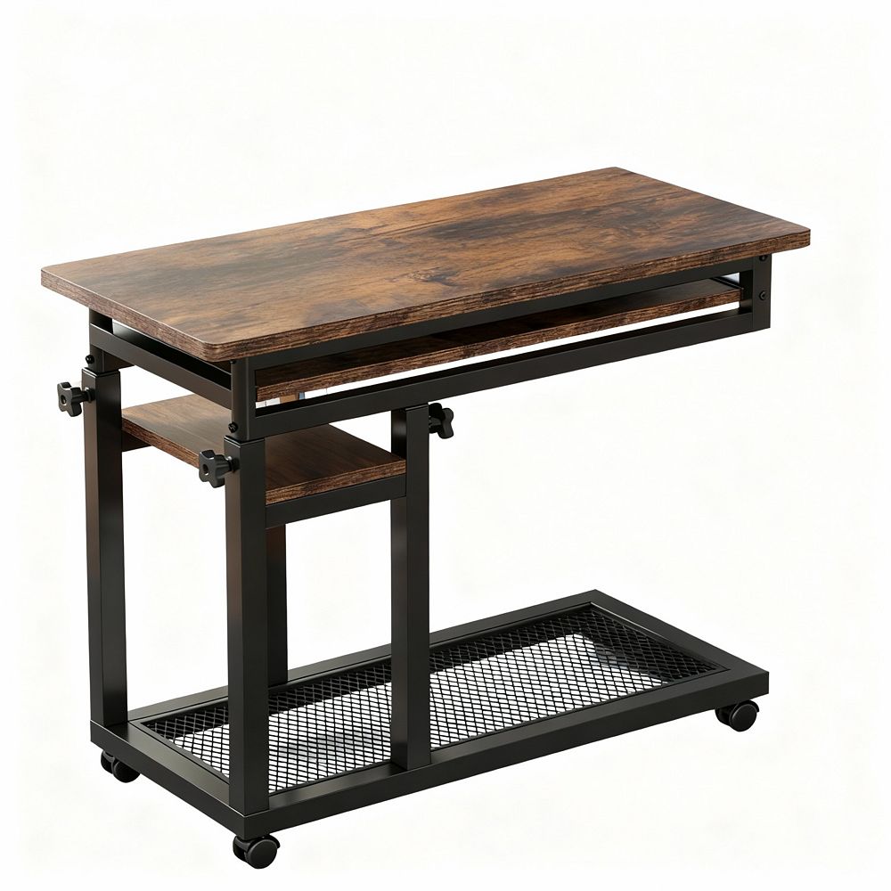 Adjustable Height Desk with USB & Outlet, Rolling, Space-saving
