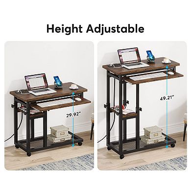 Adjustable Height Desk with USB & Outlet, Rolling, Space-saving