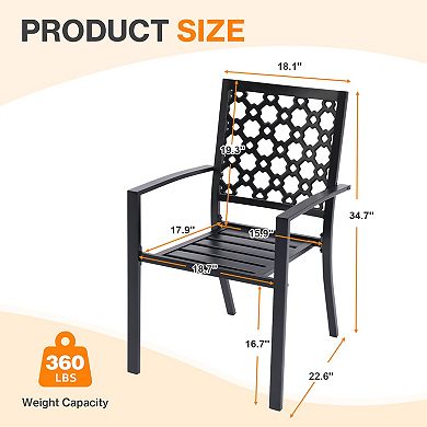 Aoodor Patio Dining Chairs Set of 2, Stackable Metal High Back Chairs Set for Lawn, Garden, Yard, De