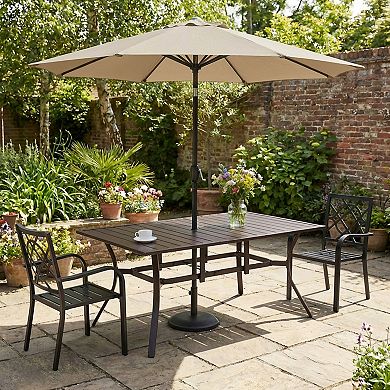 Aoodor Patio Dining Table for 6, 83'' Rectangular Metal Outdoor Patio Table with Umbrella Hole
