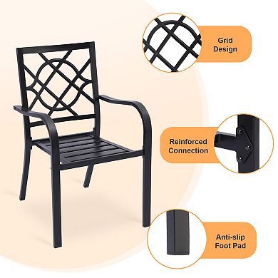Aoodor Patio Dining Chairs Set of 2, Stackable Metal High Back Chairs Set for Lawn, Garden, Yard, De