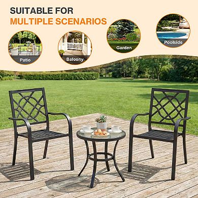 Aoodor Patio Dining Chairs Set of 2, Stackable Metal High Back Chairs Set for Lawn, Garden, Yard, De